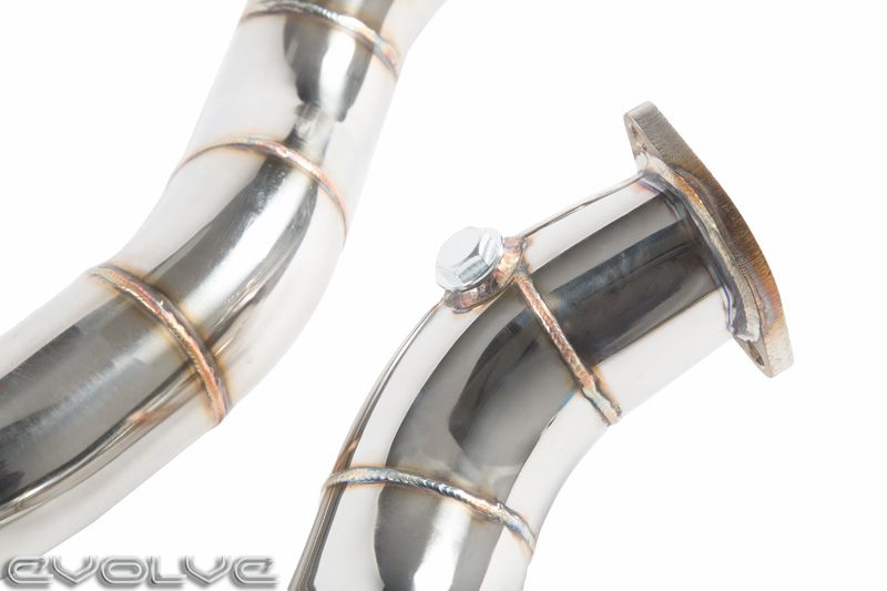 Evolve BMW N54 3.0 Twin Turbo 3" Catless/Decat/Cat Delete Downpipes (Test Pipes/Front Pipes) for 1M, 135i, 335i E82 E88 E90 E91 E92 E93 2006-2012 E8x/E9x | T301 Stainless, TIG Welded Turbo Outlet Pipes | RHD/LHD | Stage 2 Ready | Gaskets & Hardware
