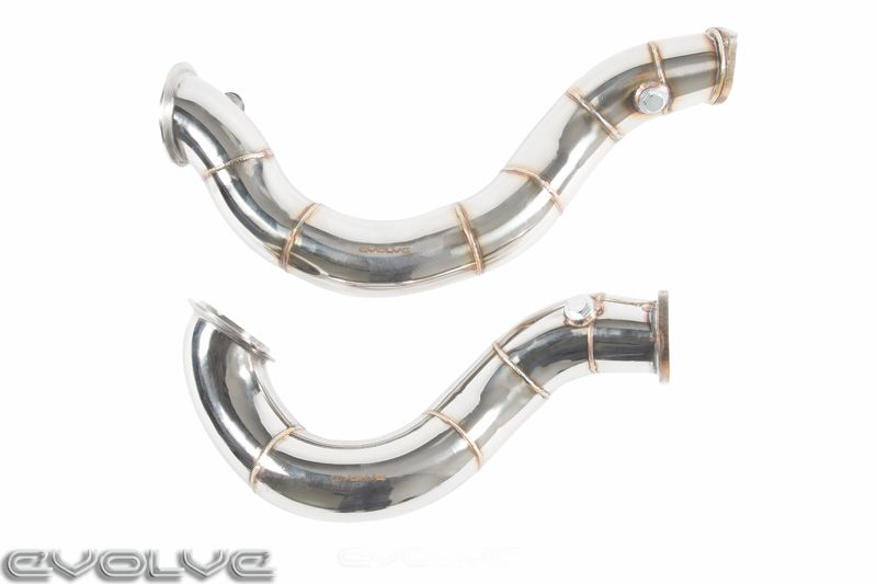 Evolve BMW N54 3.0 Twin Turbo 3" Catless/Decat/Cat Delete Downpipes (Test Pipes/Front Pipes) for 1M, 135i, 335i E82 E88 E90 E91 E92 E93 2006-2012 E8x/E9x | T301 Stainless, TIG Welded Turbo Outlet Pipes | RHD/LHD | Stage 2 Ready | Gaskets & Hardware