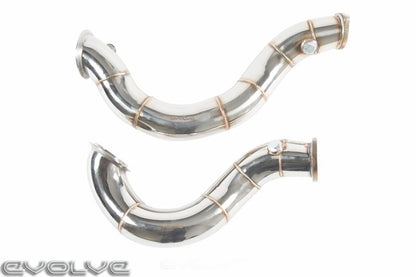 Evolve BMW N54 3.0 Twin Turbo 3" Catless/Decat/Cat Delete Downpipes (Test Pipes/Front Pipes) for 1M, 135i, 335i E82 E88 E90 E91 E92 E93 2006-2012 E8x/E9x | T301 Stainless, TIG Welded Turbo Outlet Pipes | RHD/LHD | Stage 2 Ready | Gaskets & Hardware