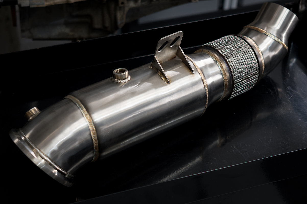 BMW B58 5" Super Sport Cat Downpipe  200 Cell High-Flow Sports Catalyst, 5in to 4in Flexi  MOT-Friendly, No EML  Osprey Performance  Fits M140i M240i 340i 440i 540i 740i X3/X4 M40i (B58)