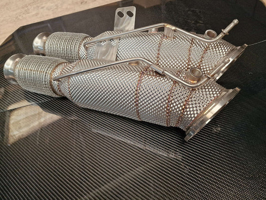 BMW M340i M440i 540i B58 G Series 200 Cell Heat Shielded Sports Cat Downpipe (G20 G21 G22 G23 G30 G31) High Flow Stainless Performance Exhaust Upgrade