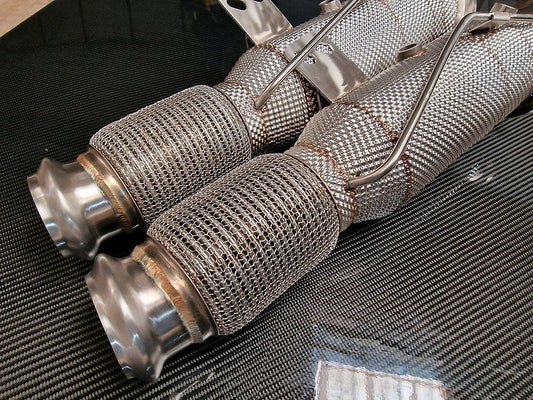 BMW M340i/M440i xDrive B58 Catted Downpipe - G-Series G20 G21 G22 G23 G26 - 200 CPSI Heat Shielded High-Flow Sports Catalytic Converter, 4.5-inch Stainless Turbo Downpipe Performance Catalyst Exhaust Upgrade