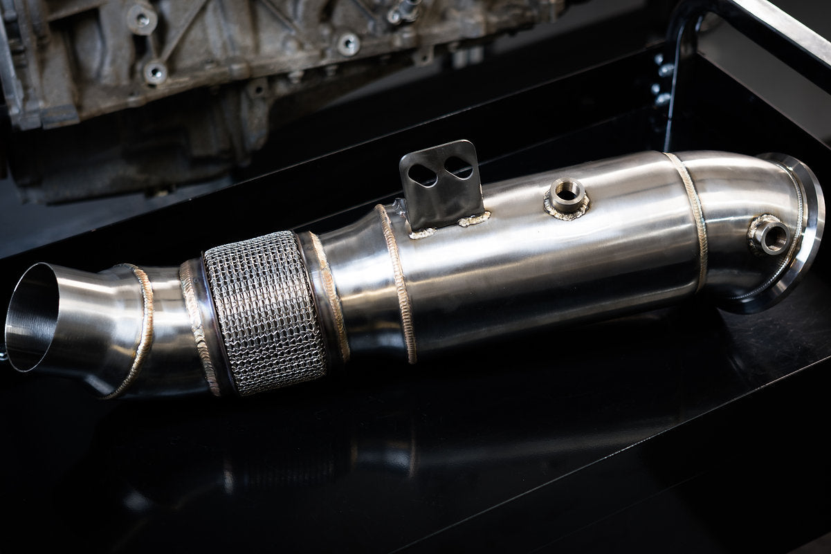 BMW B58 5" Super Sport Cat Downpipe  200 Cell High-Flow Sports Catalyst, 5in to 4in Flexi  MOT-Friendly, No EML  Osprey Performance  Fits M140i M240i 340i 440i 540i 740i X3/X4 M40i (B58)