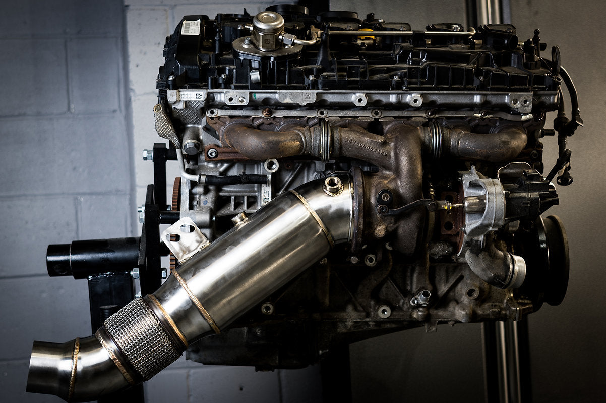 BMW B58 5" Super Sport Cat Downpipe  200 Cell High-Flow Sports Catalyst, 5in to 4in Flexi  MOT-Friendly, No EML  Osprey Performance  Fits M140i M240i 340i 440i 540i 740i X3/X4 M40i (B58)