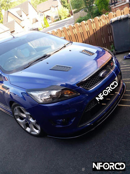 Ford Focus Mk2 ST/ST225 Facelift Front Splitter – Gloss Black ABS Front Bumper Lip, Lower Chin Spoiler, Air Dam, Front Apron by KSB | UK Made | Fittings Included