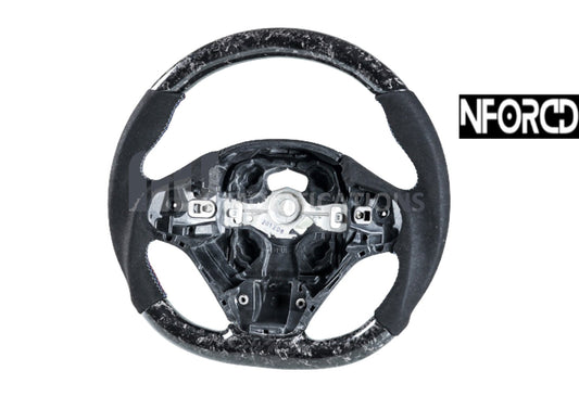 BMW F-Series Flat Bottom D-Shape Forged Carbon Fibre Suede/Alcantara Steering Wheel - M Sport/M Performance Style - Direct Fit Replacement - Retains OEM Airbag Buttons - Paddle Shift Ready - Fits 1 2 3 4 Series F20 F21 F22 F23 F30 F31 F34 F35 F32 F33 UK