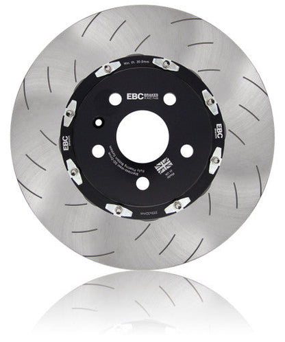 EBC Racing UK-Made 2-Piece Floating Front Brake Discs/Rotors for BMW M2 F87, M3 F80, M4 F82 (F8X) – Vented Curved Vane Lightweight Performance Upgrade, Direct-Fit OE Replacement Rotor Set, Track Day/Fast Road