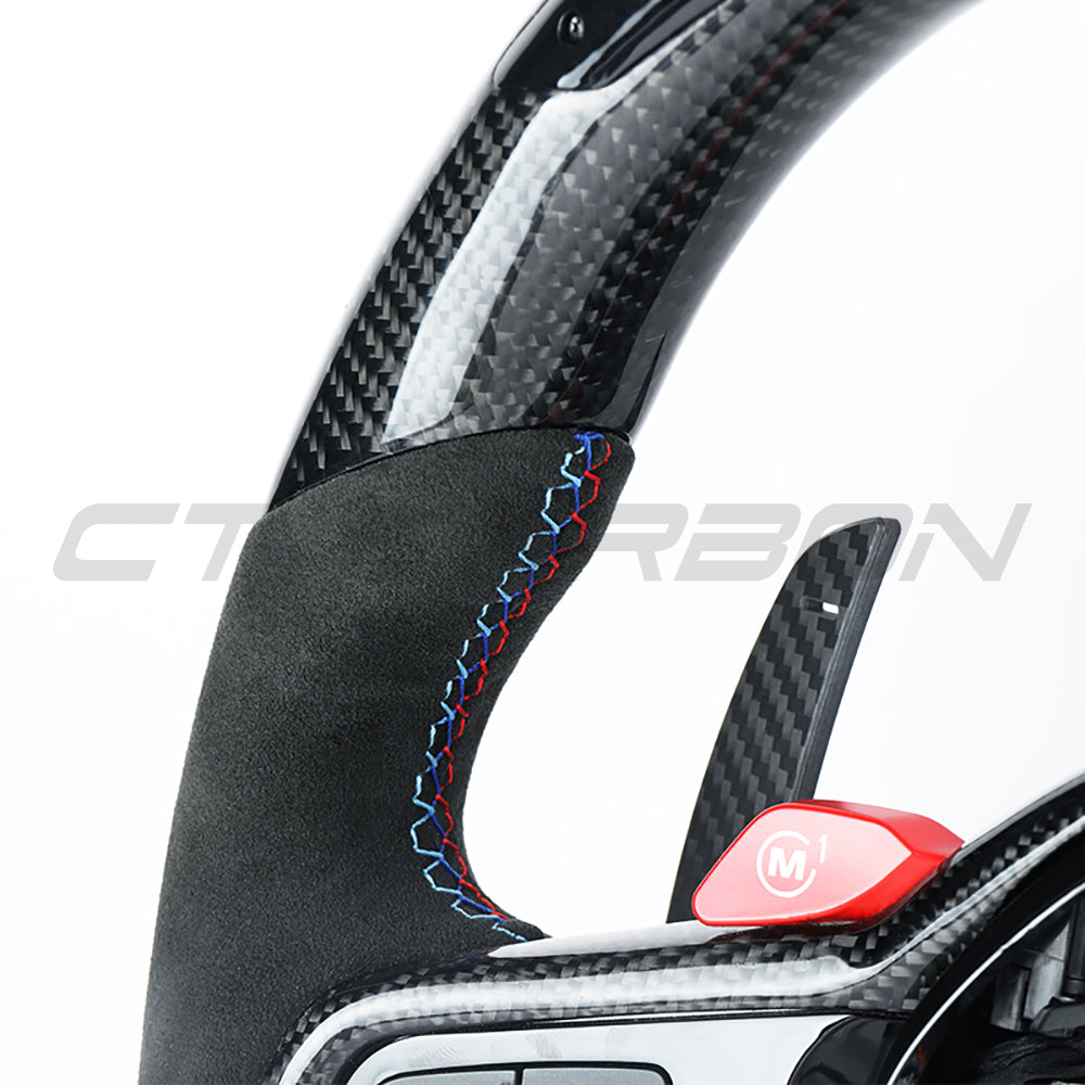 BMW Gxx LCI CARBON FIBRE / ALCANTARA / LED FLAT BOTTOM CUSTOM STEERING WHEEL