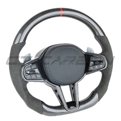 BMW Gxx LCI CARBON FIBRE / ALCANTARA FLAT BOTTOM CUSTOM STEERING WHEEL