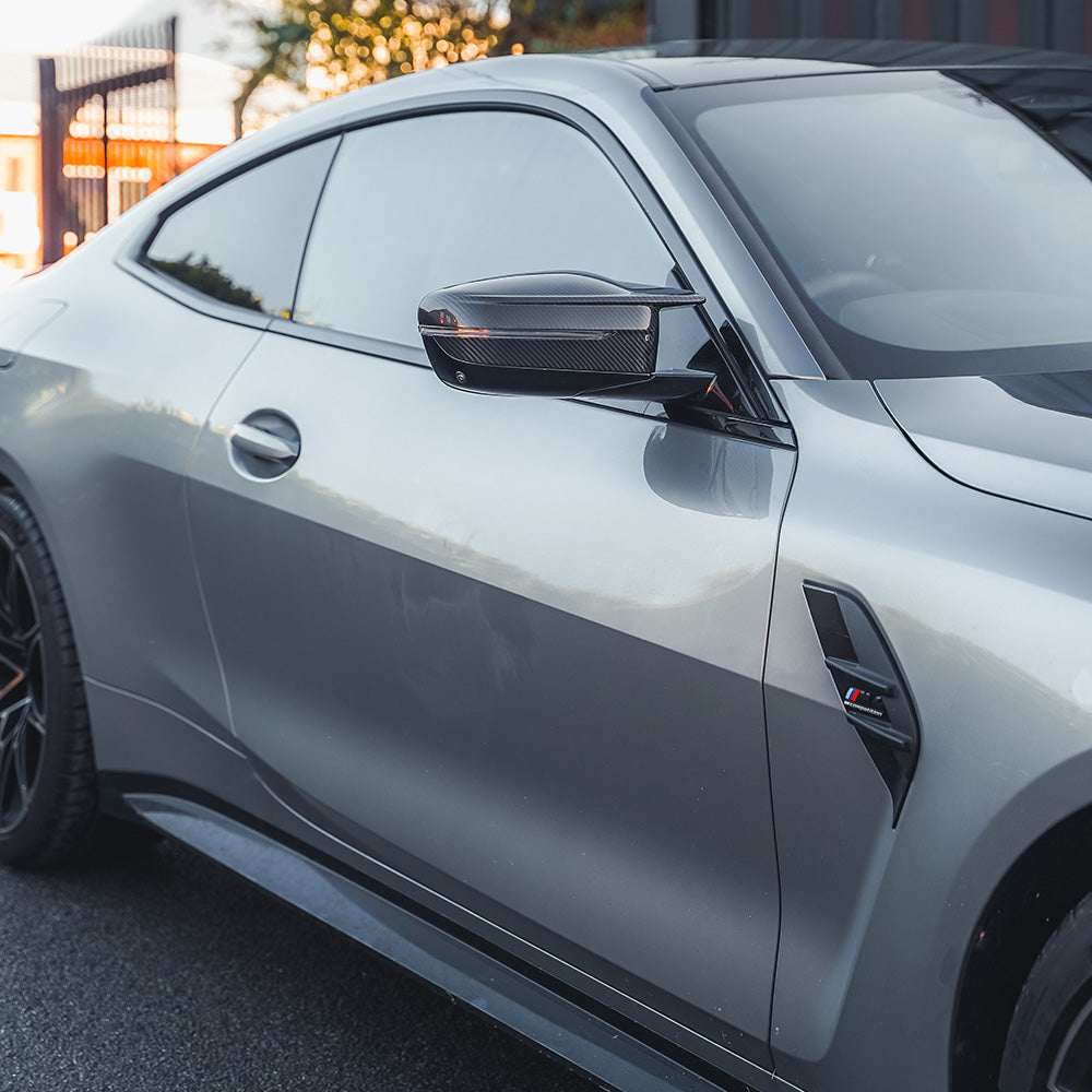 BMW M3/M4 G80 G82 G83 Carbon Fibre Wing Mirror Covers | Gloss Carbon Door Mirror Caps/Housings | OEM-Style Replacement Shells for G8X 2021+ (LHD) | Real Carbon Fiber Mirror Cap Upgrade by CT Carbon