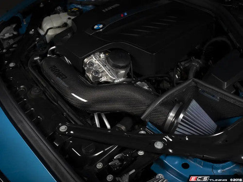 Turner Motorsport Gloss Carbon Fibre/Fiber Open Cold Air Intake Induction Kit for BMW N55 3.0L Turbo (F22 M235i, F30 335i, F32 435i, F87 M2) – Performance Open Cone CAI, Airbox Delete, Direct-Fit