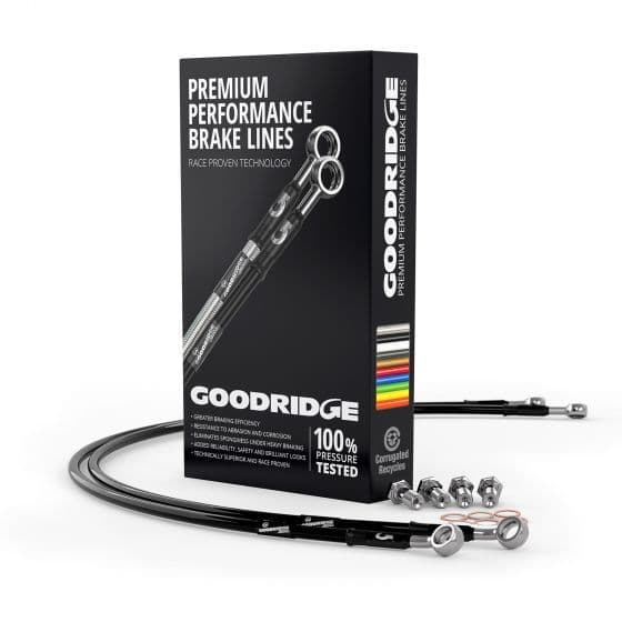 Goodridge Braided Brake Line Kit for BMW 4 Series M4 F82 F83 (2014) - Stainless Steel Performance Hoses/Pipes | Uprated Flexi Lines | TUV DOT ADR Approved | Road Legal Track Day | Coupe & Convertible | Black or Electric Blue