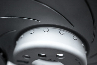 BMW F3x M Sport Rear Brake Discs/Rotors 345mm - VBT 2-Piece High Carbon Slotted/Grooved - Fits F30 F31 F32 F33 F36 3 & 4 Series Blue Calipers - Performance Upgrade Direct Bolt-On Pair