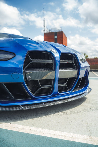 BMW M3/M4 G80 G82 G83 Carbon Fibre Front Aero Kit - CT Carbon Lip Splitter, Kidney Grille/Grill (ACC/Adaptive Cruise Radar Compatible) & Bumper Ducts | G-Series Performance Front End Package | Pre-Preg Carbon Fibre/Carbon Fiber | ACC Window