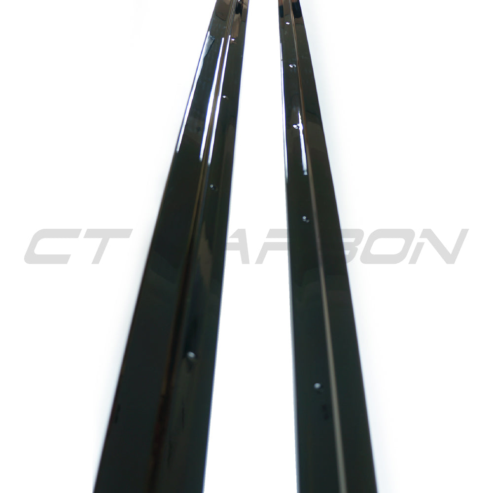 BMW X5 F15 2014-2018 Gloss Black Side Skirt Extensions Pair - Full Length Piano Black Sill Blades Rocker Panel Trims / Side Blades / Side Splitters OEM+ Body Kit by CT Carbon BLAK (2014 2015 2016 2017 2018)