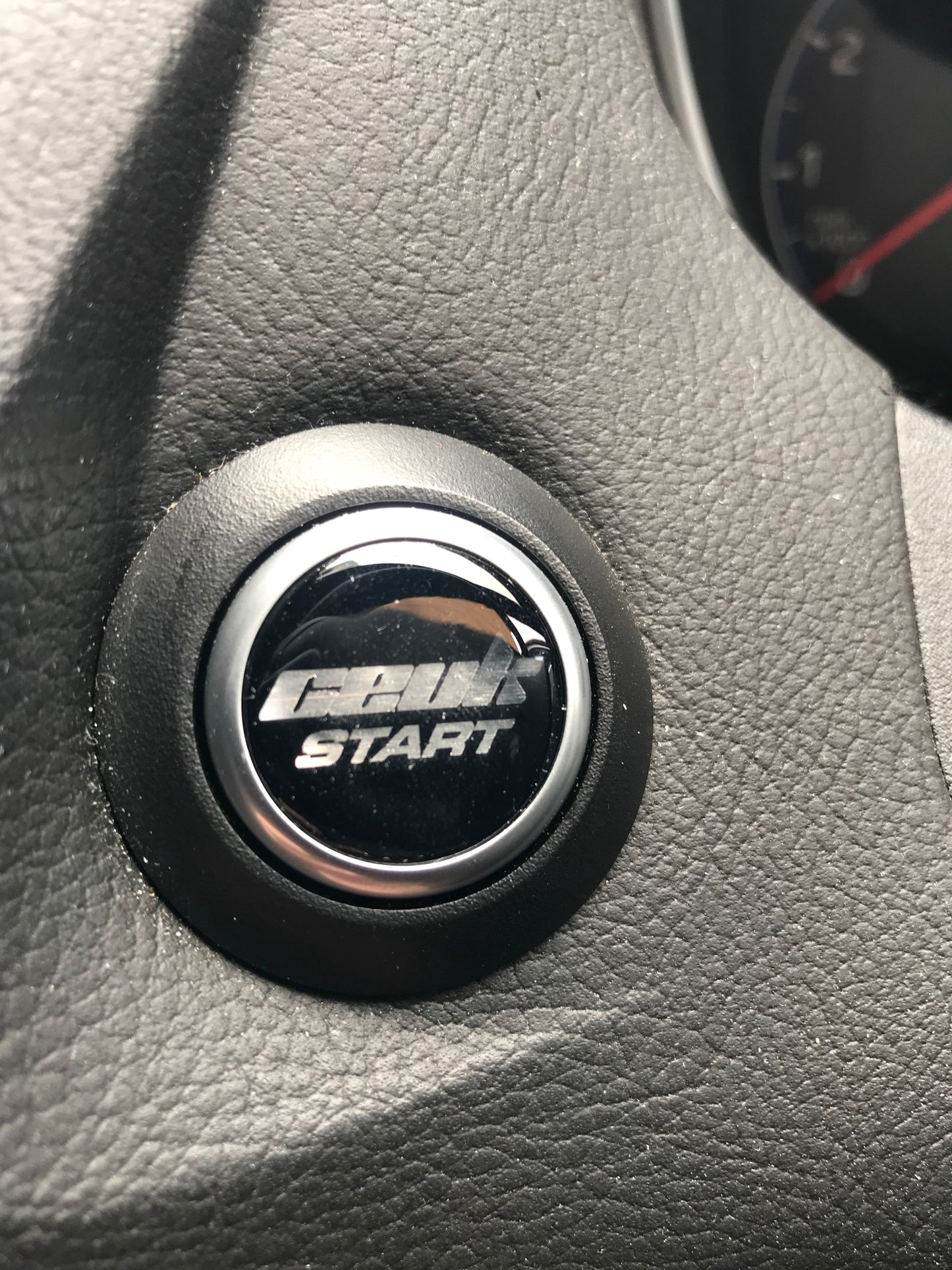 CEUK Logo Start Button Gel Overlay – Black & Chrome for MK7 Fiesta / MK3 Focus