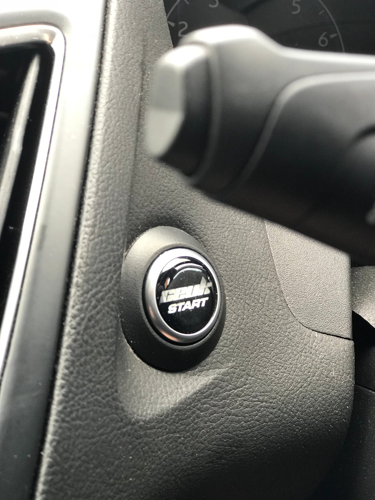 CEUK Logo Start Button Gel Overlay – Black & Chrome for MK7 Fiesta / MK3 Focus