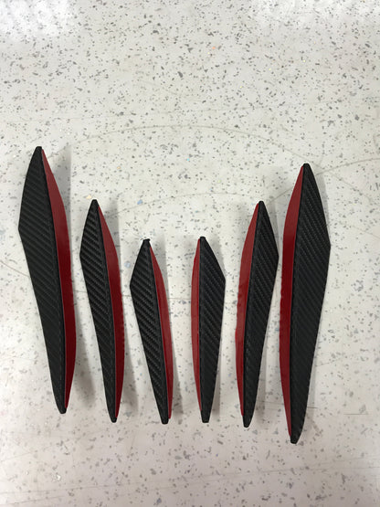 Universal 6-Piece Canard Set – No Drill | Carbon Look & Gloss Black Options