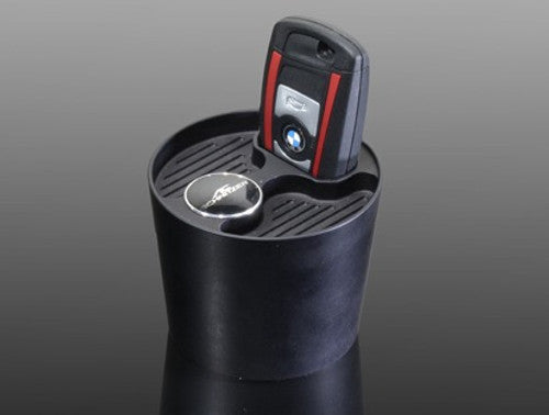 AC Schnitzer Key Fob Holder & Smart Key Cradle Cupholder/Cup Holder Insert for BMW X5 M / X6 M (F85 F86) - Centre Console Tray Dock, Comfort Access Compatible, Black Anodised Aluminium, OEM-Style - Fits X5M X6M