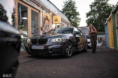 BMW F22 2 Series Front Splitter & Side Skirts (M235i/M240i Coupe) - Gloss Black ABS Front Lip + Side Skirt Extensions - M Performance Style OEM+ Body/Aero Kit - Hardware Included - UK Made