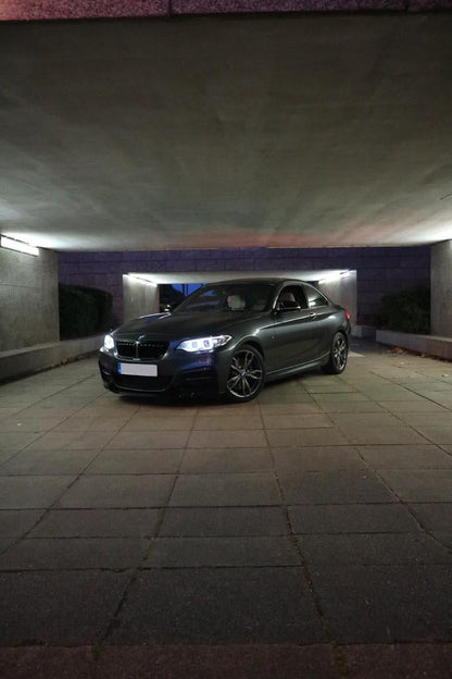 BMW 2 Series F22 Coupe Full Gloss Black Body Kit  Front Splitter, Side Skirts, Rear Diffuser, Boot Spoiler, Black Kidney Grilles & Mirror Caps  Fits M235i/M240i  OEM+ Aero Styling