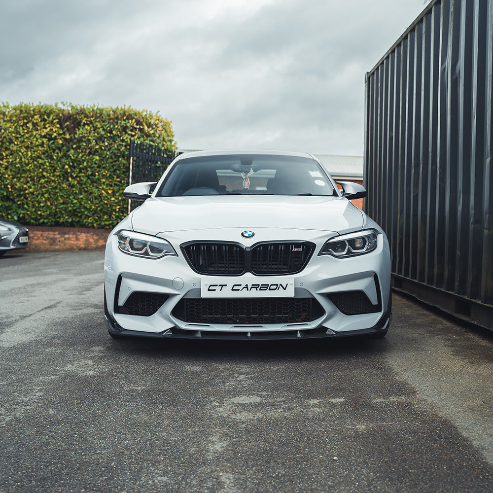BMW M2 Competition F87 Front Lip Splitter – 3D Style Carbon Fibre/Carbon Fiber Chin Spoiler by CT Carbon (2018+) M2C Front Bumper Lip, Aero Lip, Front Air Dam, Valance