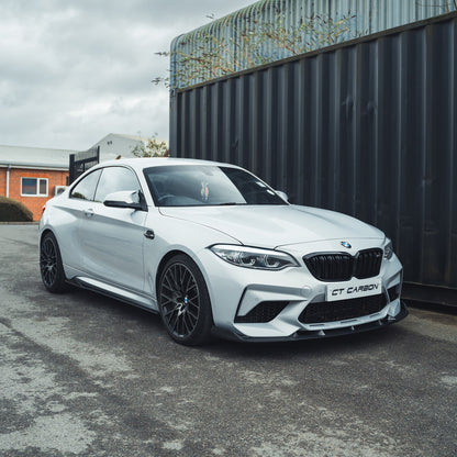 BMW M2C / M2 Competition F87 Front Lip Spoiler/Splitter - Real Carbon Fibre 3D Style by CT Carbon - Front Bumper Lip, Chin Spoiler, Aero Lip, Front Valance Extension (2018+)