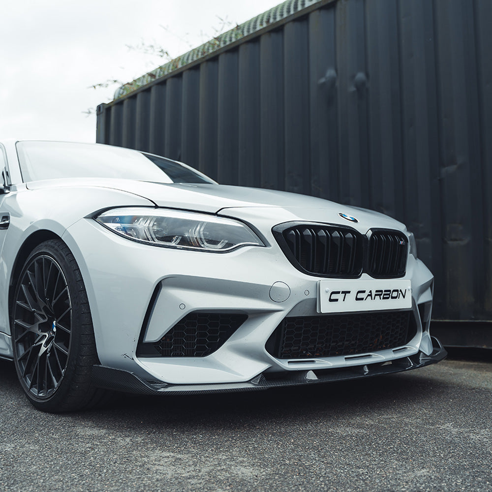 BMW M2C / M2 Competition F87 Front Lip Spoiler/Splitter - Real Carbon Fibre 3D Style by CT Carbon - Front Bumper Lip, Chin Spoiler, Aero Lip, Front Valance Extension (2018+)
