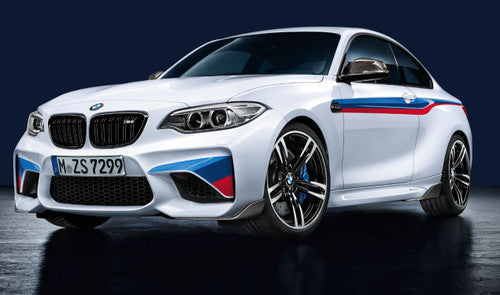 BMW M2 F87 2016-2021 M Performance Motorsport Stripes Graphics Kit - Genuine OEM M Tri-Colour/Tri-Color Vinyl Decal Sticker Set, Pre-Cut Front Side & Rear Livery, Racing Stripe Pack for M2, M2 Competition & CS