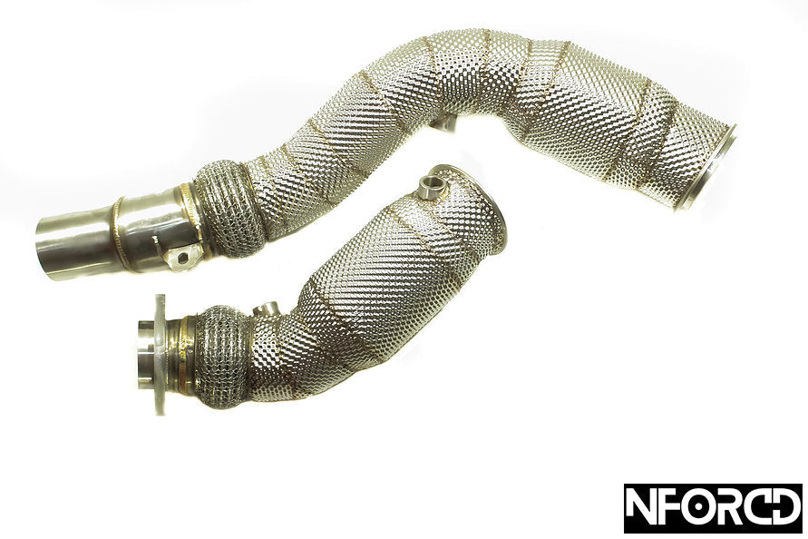 BMW M3/M4 F80 F82 F83 S55 200 Cell High Flow Sports Cats Catted Downpipes Front Pipes 200 CPSI Catalytic Converters Exhaust Upgrade Stainless Steel Heat Shielded Stage 2