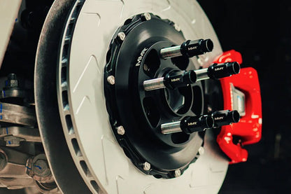 MMX 370x24mm 2-Piece Floating Rear Brake Discs/Rotors for BMW G8x M2 M3 M4 (G87 G80 G81 G82 G83) - Grooved/Slotted, Directional 72-Vane, 6061-T6 Aluminium Hats