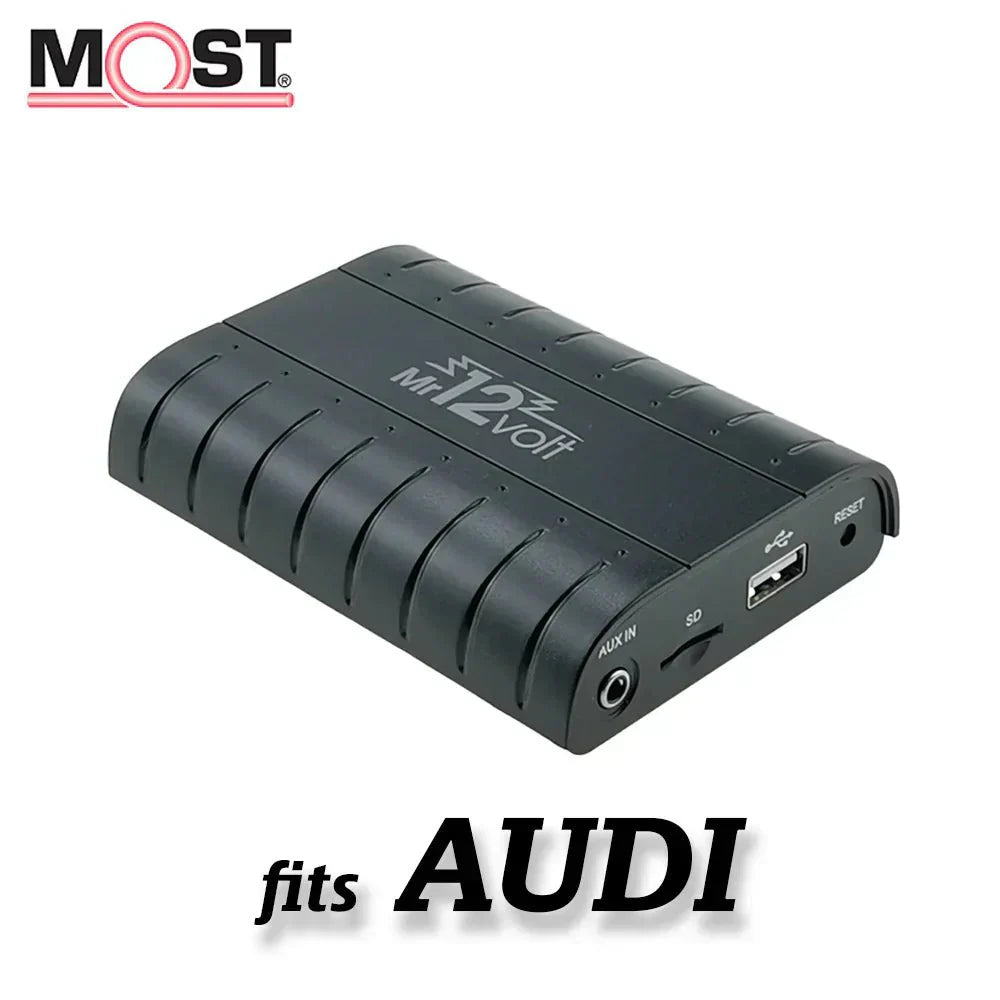 Mr12Volt P600 MOST Fibre Optic Bluetooth Adapter Interface for Audi MMI 2G Basic & High - A4 A5 A6 A8 Q7 (2002-2009) - Music Streaming & Hands-Free Calling - USB/microSD/AUX - OEM Plug & Play Retrofit