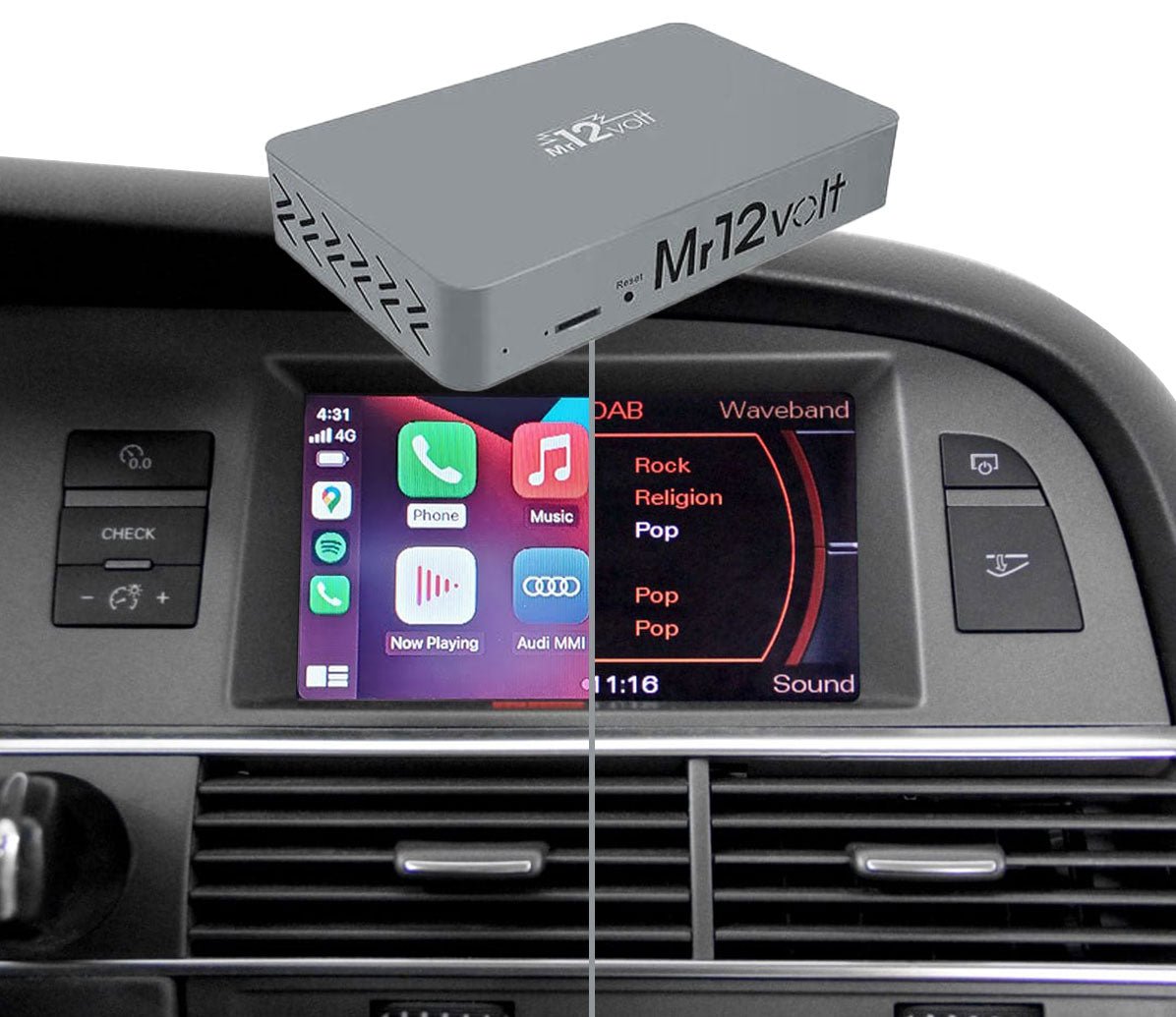 Mr12Volt P2000 3GGMM Audi MMI 3G & 3G Plus Wired & Wireless CarPlay & Android Auto Retrofit Kit - MOST Fibre Audio, DSP, OEM Mic - A4 A5 A6 A7 A8 Q5 Q7