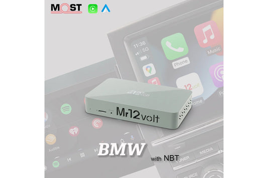 Mr12Volt P2000-NBTMM BMW F-Series NBT/NBT ID4 Apple CarPlay & Android Auto Retrofit Kit - MOST Fibre Optic Adapter, Wireless/Wired, iDrive Control, OEM Mic - Upgrade Module for 1/2/3/4/5/6/7 Series, X3/X4/X5/X6, M2/M3/M4