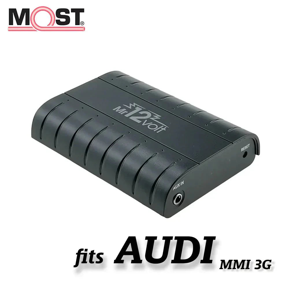 Mr12Volt P600AU3G MOST Bluetooth Music Streaming Adapter for Audi MMI 3G High/Basic/Plus | A4 A5 A6 A7 A8 Q5 Q7 | OEM Fibre Optic Retrofit with MMI & Steering Wheel Controls