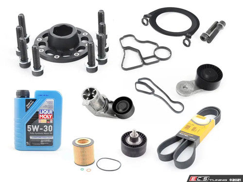 BMW N55 Crank Hub Fix Kit - Vargas CBC Crank Bolt Capture/Lock + Front Main Seal Guard/Crank Seal Plate, Belt Ingestion Prevention Reliability Bundle for E82 E88 E90 E92 E93 135i 335i