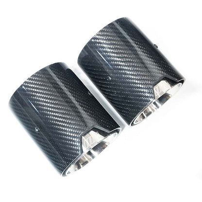 BMW 1 Series F40 M135i/125i & 2 Series Gran Coupe F44 M235i/235i Carbon Fibre Tailpipe Tips | Chrome Inner Exhaust Tip Pair | Exhaust Tail Finishers | Twin Outlet Tail Pipe Trims/Muffler Tips | 2021+ CT Carbon Set of 2