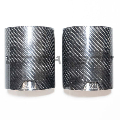 BMW F40 M135i / F44 M235i Carbon Fibre (Carbon Fiber) Exhaust Tips – Chrome Tailpipe Finishers, Exhaust Trims, Tip Covers & End Caps – CT Carbon OEM Style – 1 Series & 2 Series Gran Coupe 2021+ – Set of 2