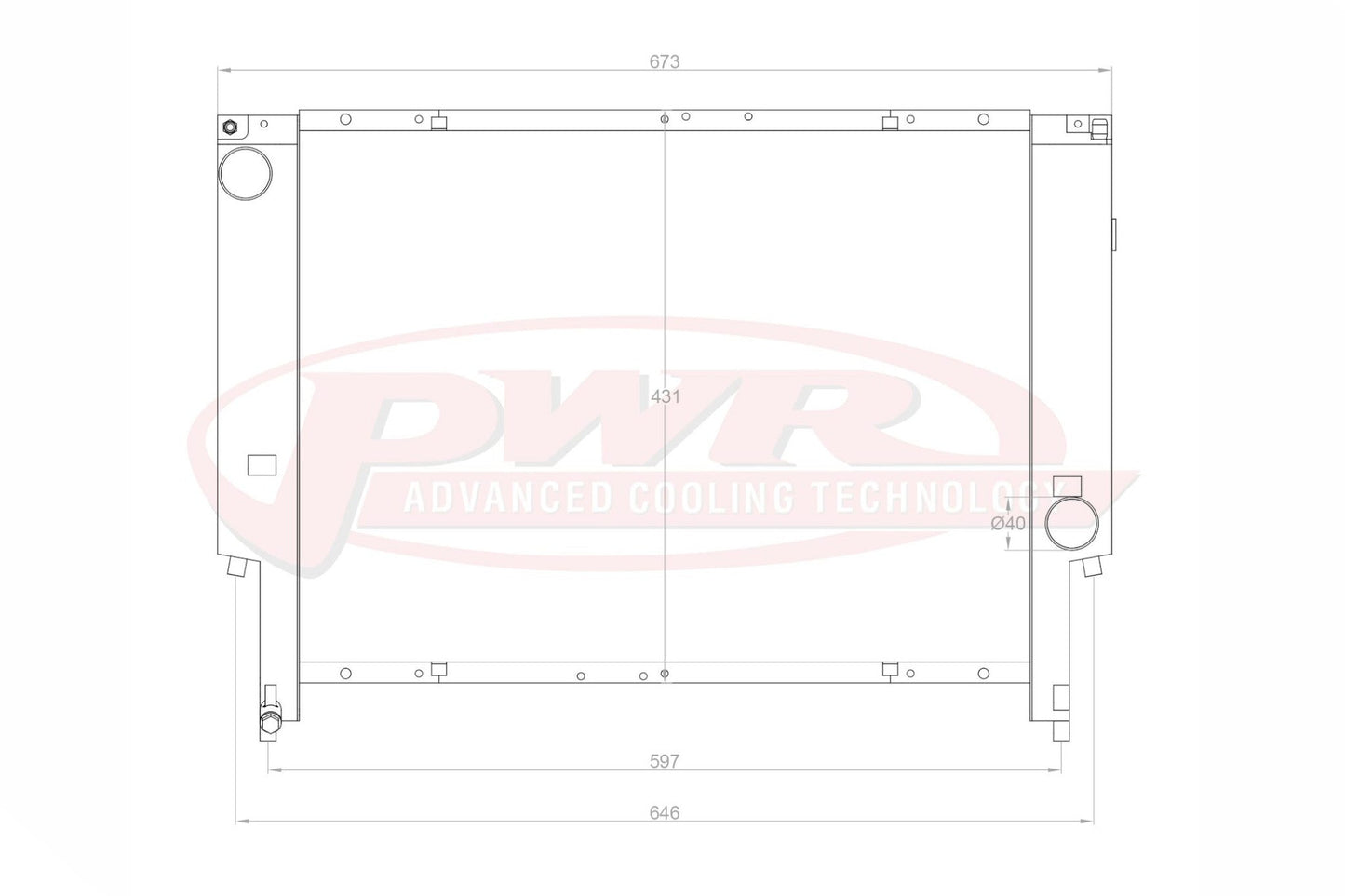 BMW E36 M3 Radiator Upgrade – PWR 42mm Alloy/Aluminum Uprated Racing Rad with Oil Cooler Mounts – Direct Fit OEM Replacement, Plug & Play – High Capacity Core – 3 Series 1992-1998