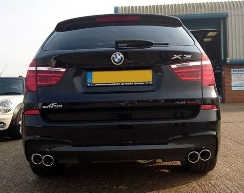AC Schnitzer Quad Exit Sports Exhaust for BMW X3 F25 (2010-2017) - 4-Tip Performance Backbox/Muffler, Stainless Rear Silencer, 90mm Black Ceramic or Chrome Tailpipes - fits petrol & diesel, quad conversion