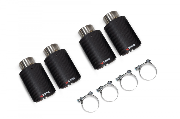 BMW M2 N55 2016 2017 2018 Scorpion Ascari Carbon Fibre Exhaust Tips  Quad 90mm Tailpipe Trims  Non-GPF/OPF  Genuine Scorpion Upgrade  Fits Scorpion Exhaust Systems Only