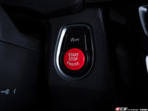 ECS Tuning Red Engine Start/Stop Button – Push to Start Ignition Switch Cap Replacement | Start Engine Stop Car Dashboard Starter Button Cover | Red Push Start Interior Upgrade