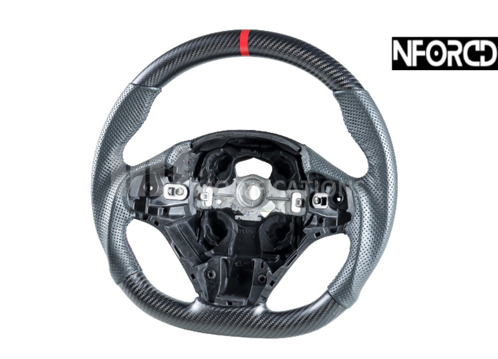 BMW F-Series Flat-Bottom D-Shape Steering Wheel Real Matte/Dry Carbon Fibre & Perforated Leather | 1 2 3 4 Series F20 F21 F22 F23 F30 F31 F32 F33 F34 F35 | M Sport Style Tri-Colour Stitch | OEM Replacement Retrofit Performance Upgrade