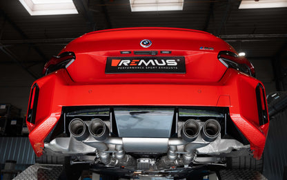 Remus Racing Rear Section Axle-Back Exhaust for BMW M2 G87 (2023+) | Valved Sports Backbox/Rear Silencer/Muffler | Stainless Steel 76mm | OPF/GPF Compatible | S58 Performance Sound Upgrade | PN 0810231510 + 081023 1400