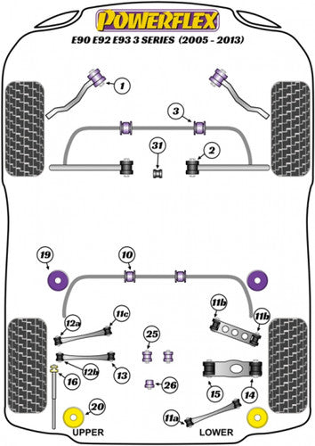 Powerflex PFR5-427 Rear Coil Spring Seat Pad/Spacer (11.4mm) - BMW 3 Series E90 E91 E92 E93 E9x 2005-2013 - Polyurethane Height Correction Shim/Isolator - RHD Driver Side Lean Fix, Rear Ride Height Adjuster - OE 33536769473