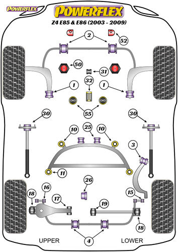 Powerflex Gear Shift Arm Front Bush (Oval) for BMW Z4 E85/E86 2003-2009 - Polyurethane Shifter Linkage Bushing - PFF5-4631 - Replaces OEM 25117507695