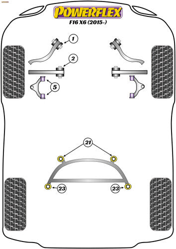 Powerflex BMW X6 F16 (2015-On) Front Upper Control Arm / Wishbone Polyurethane Bushes Kit – Top Arm Inner Suspension Bushings Upgrade – PFF5-1405
