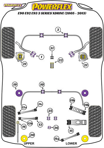 Powerflex Gear Shift Arm Front Bush Oval PFF5-4631 for BMW 3 Series xDrive E90 E91 E92 E93 (2005-2013) - Performance Polyurethane Shifter/Selector Arm Bush - Replaces OEM 25117507695 - 26mm