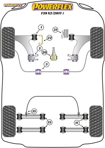 Powerflex Black Series Upper Engine/Motor Mount Insert Kit for BMW X2 F39 (2017-On) – Polyurethane Top Torque Mount Bush | Track/Fast Road – PFF5-1321BLK