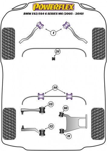 Powerflex PFR5-710 Poly Bush / Polybush Rear Lower Control Arm Front Bushing Kit 12mm ID/Bore for BMW 6 Series E63 E64 M6 2005-2010 – Rear Wishbone Lower Link Suspension Upgrade (Pair)